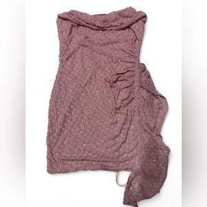 Oh Polly 
Embellished Ruffled Cowl-Neck Bandeau Mini Dress in Mauve